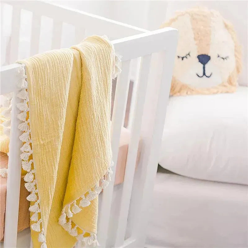 Crane - Baby Muslin Swaddle Blanket, Ochre Image 2