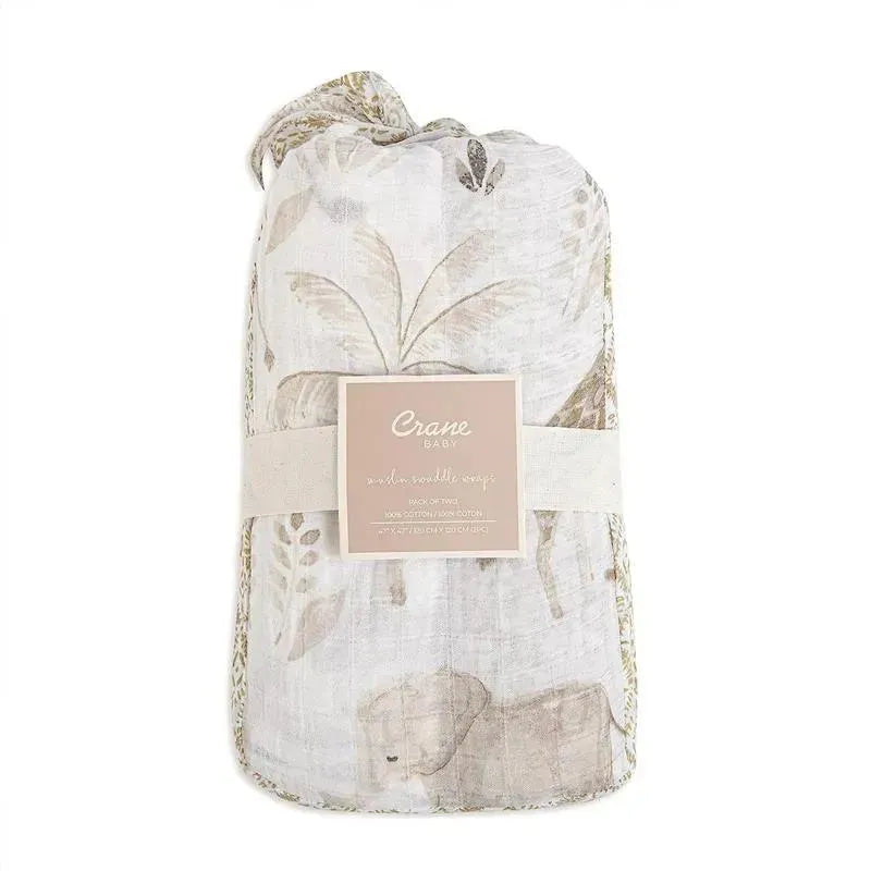 Crane - Baby Soft Muslin Swaddle Blankets, Safari Animal Image 3