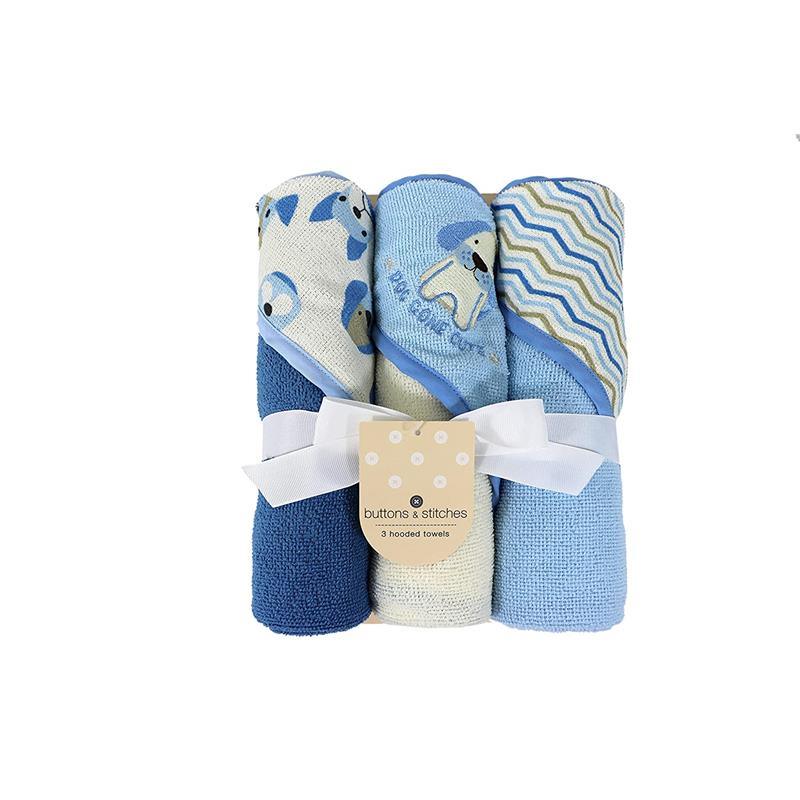 Cudlie - Buttons & Stitches Baby Boy 3Pk Rolled/Carded Hooded Towels, Dog Gone Cute Image 1