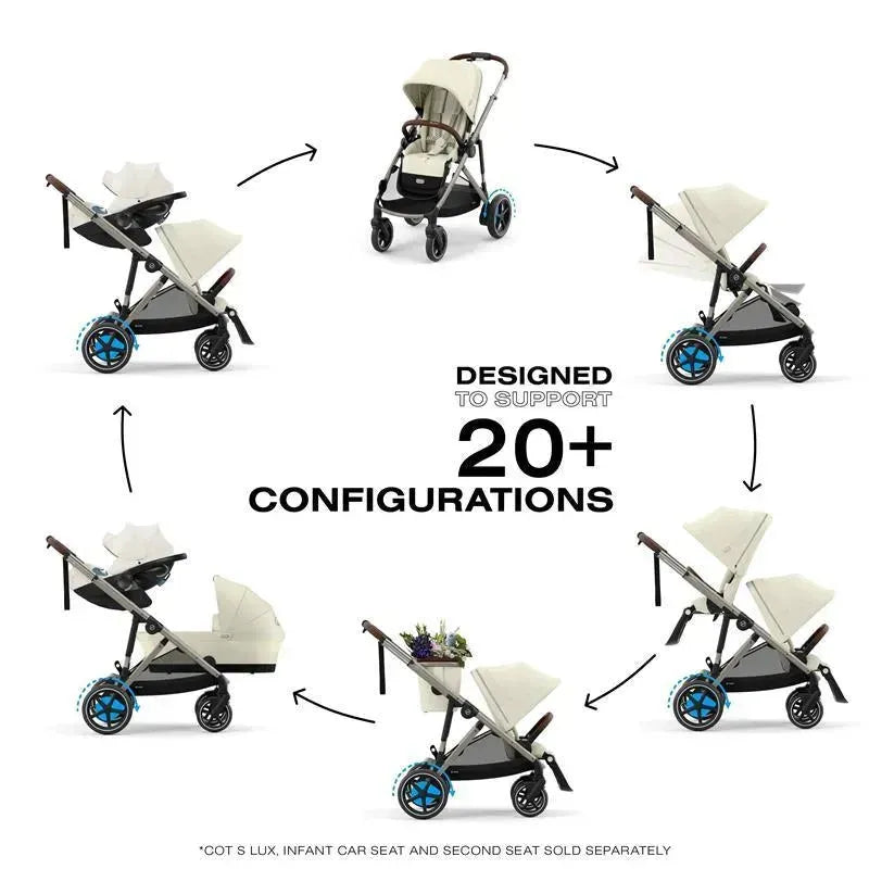 Cybex - Egazelle S Single-to-Double Stroller, Taupe Frame/Seashell Beige Image 2