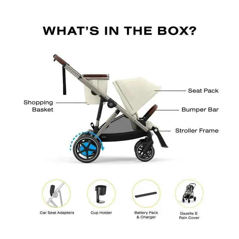 Cybex - Egazelle S Single-to-Double Stroller, Taupe Frame/Seashell Beige Image 3
