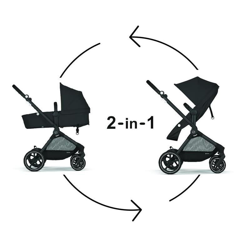 Cybex - Eos 5-In-1 Travel System Stroller Black Frame + Lightweight Aton G Swivel Infant Car Seat With Sensorsafe Moon Black Image 3