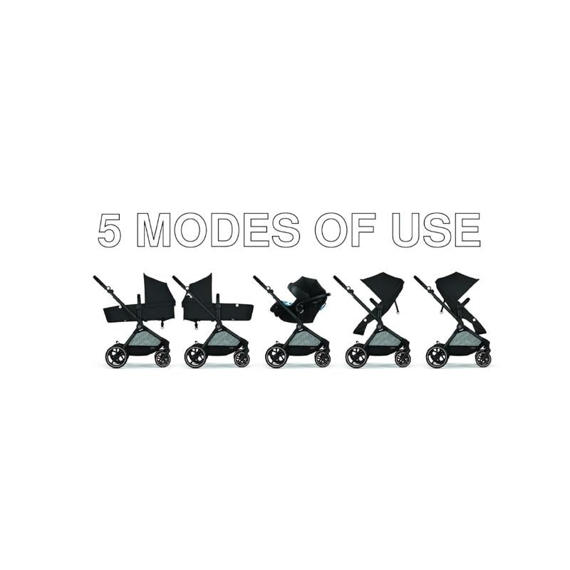 Cybex - Eos 5-In-1 Travel System Stroller Silver Frame + Aton G Swivel Infant Car Seat With Sensorsafe, Moon Black Image 3