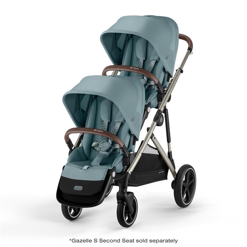 Cybex - Gazelle S 2 Single-to-Double Stroller, Taupe Frame/Sky Blue Image 7