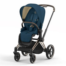 Cybex Priam 4 Stroller - Rose Gold/Brown Frame And Mountain Blue Seat Pack Image 1