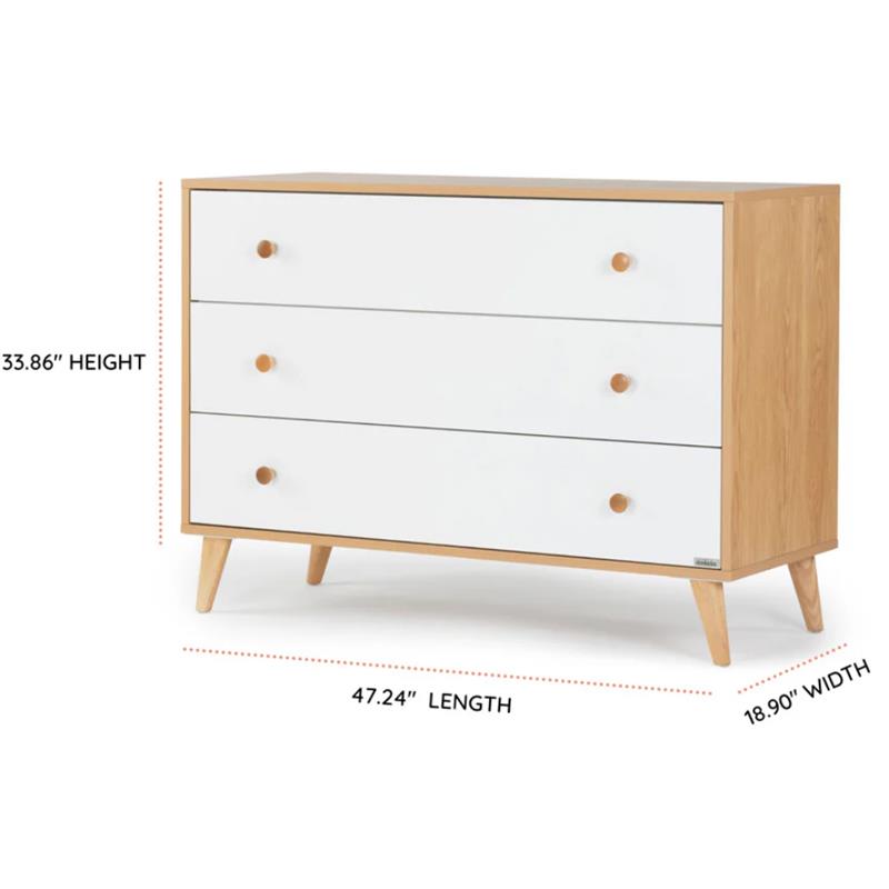Dadada - Austin 3 Drawer Dresser, White/Red Oak Image 3