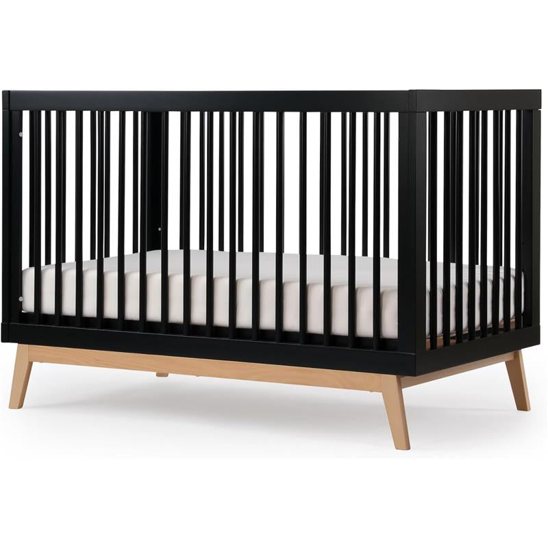 Dadada - Baby Soho 3-in-1 Convertible Wooden Crib to Toddler Bed, Black/Natural Image 1