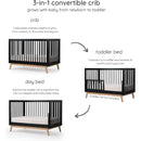 Dadada - Baby Soho 3-in-1 Convertible Wooden Crib to Toddler Bed, Black/Natural Image 2