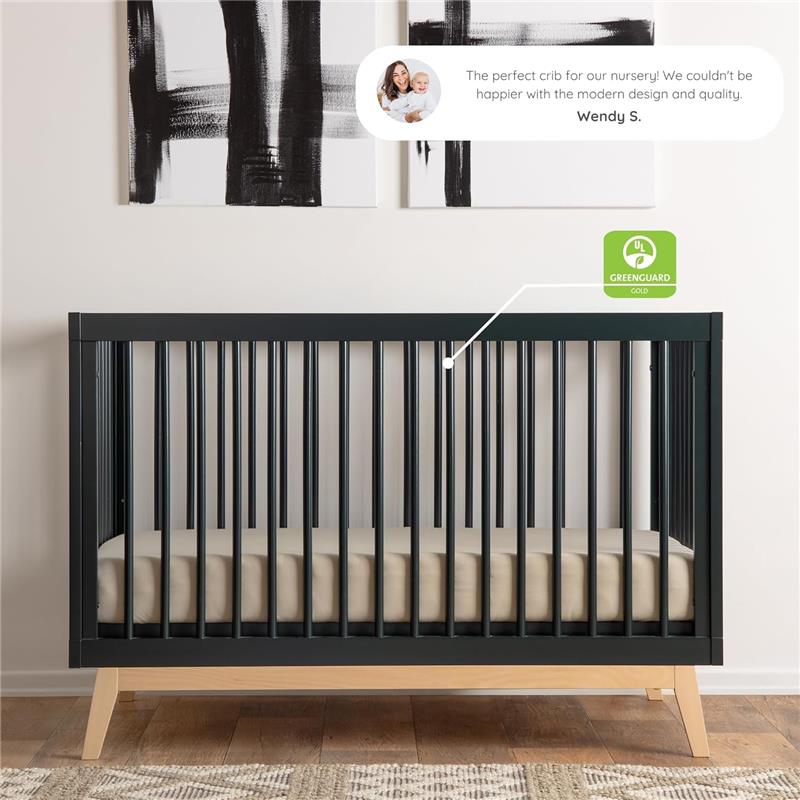 Dadada - Baby Soho 3-in-1 Convertible Wooden Crib to Toddler Bed, Black/Natural Image 3