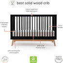Dadada - Baby Soho 3-in-1 Convertible Wooden Crib to Toddler Bed, Black/Natural Image 4