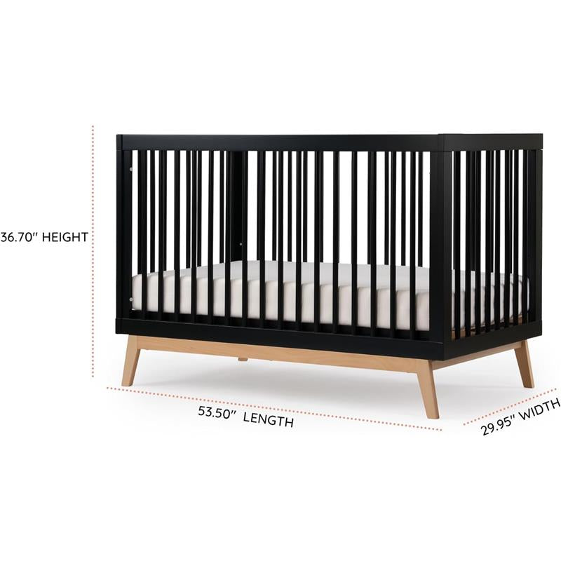 Dadada - Baby Soho 3-in-1 Convertible Wooden Crib to Toddler Bed, Black/Natural Image 6