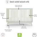 Dadada - Baby Soho 3-in-1 Convertible Wooden Crib to Toddler Bed, Sage Image 4