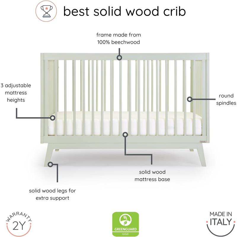 Dadada - Baby Soho 3-in-1 Convertible Wooden Crib to Toddler Bed, Sage Image 4