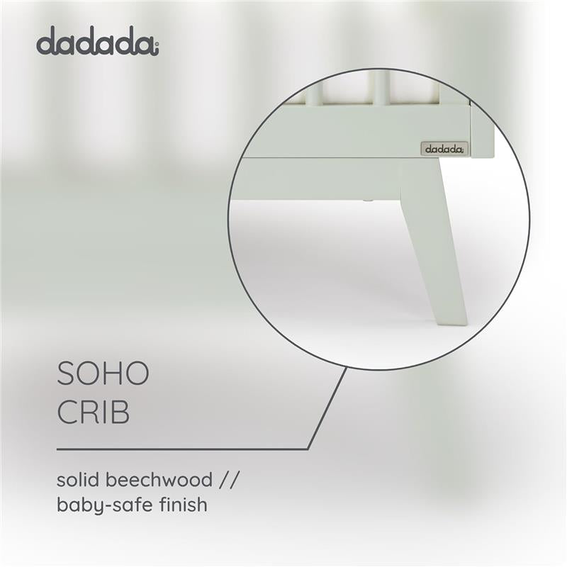 Dadada - Baby Soho 3-in-1 Convertible Wooden Crib to Toddler Bed, Sage Image 5