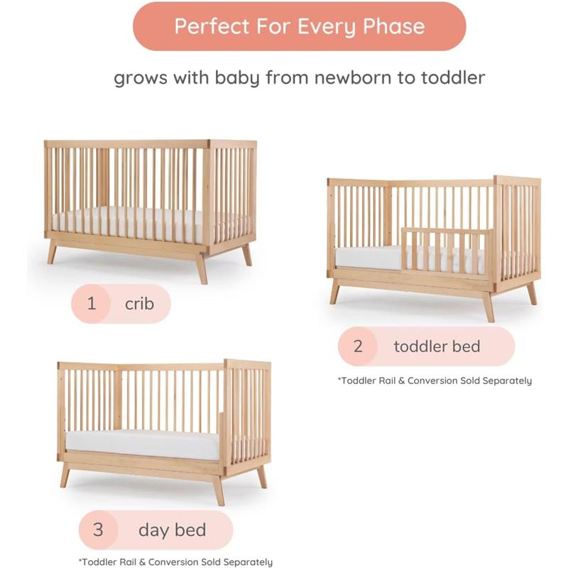 Dadada - Baby Soho 3-in-1 Convertible Wooden Crib to Toddler Bed, Natural Image 4