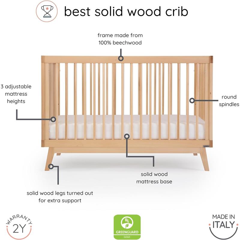Dadada - Baby Soho 3-in-1 Convertible Wooden Crib to Toddler Bed, Natural Image 5