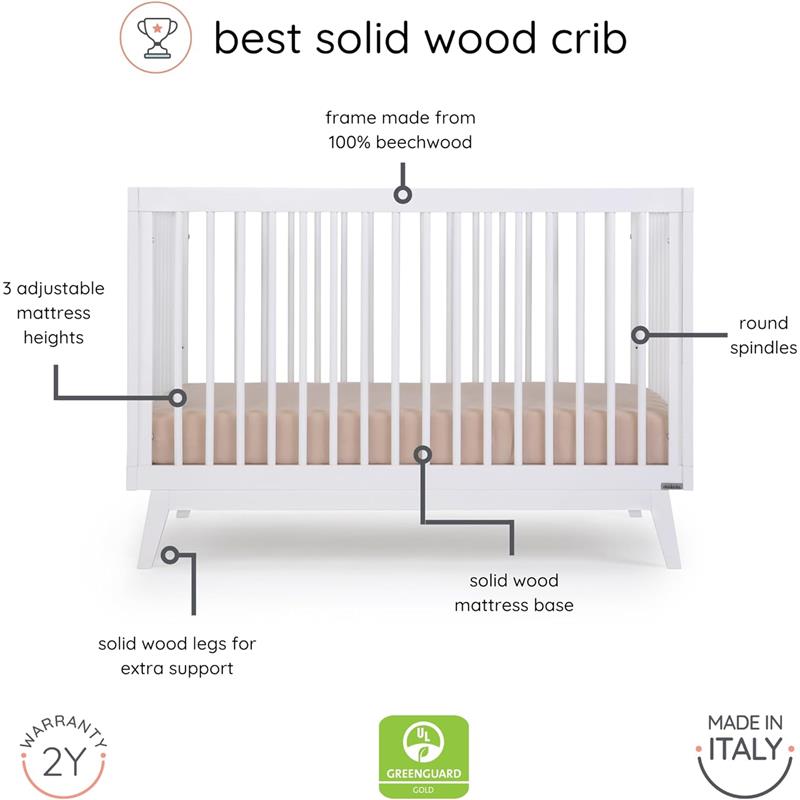 Dadada - Baby Soho 3-in-1 Convertible Wooden Crib to Toddler Bed, White Image 6