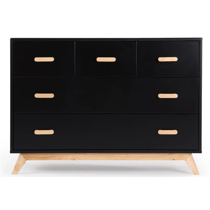 Dadada - Soho 5-Drawer Dresser for Nursery and Bedroom, Black/Natural Image 1