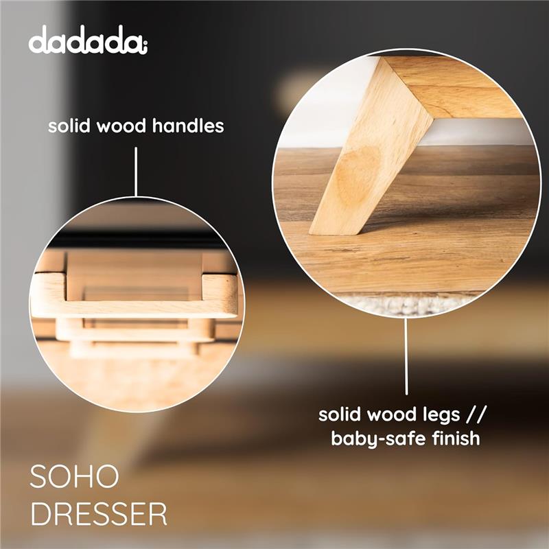 Dadada - Soho 5-Drawer Dresser for Nursery and Bedroom, Black/Natural Image 3