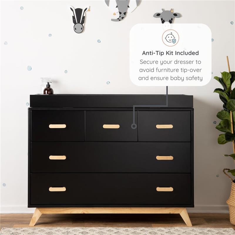 Dadada - Soho 5-Drawer Dresser for Nursery and Bedroom, Black/Natural Image 5