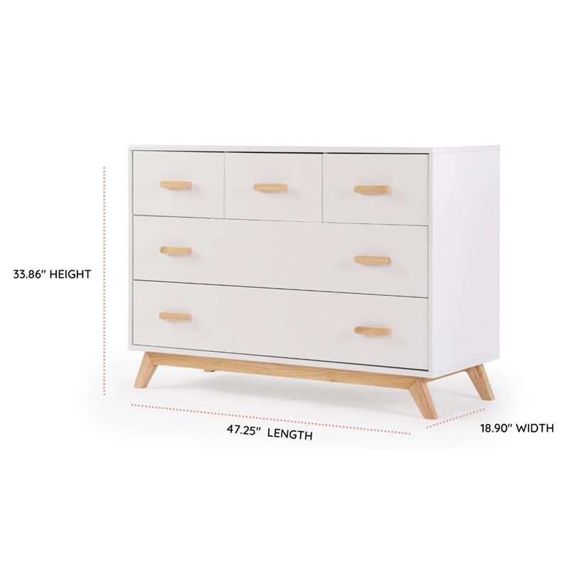 Dadada - Soho 5-Drawer Dresser For Nursery and Bedroom, White/Natural Image 5