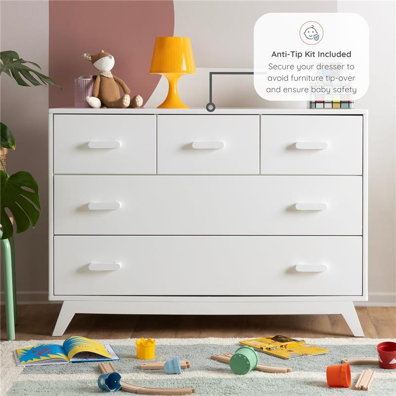 Dadada - Soho 5-Drawer Dresser for Nursery and Bedroom, White Image 4