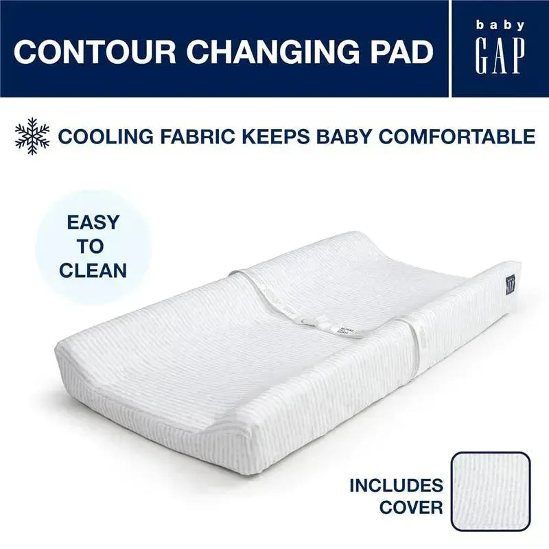 Delta Children - Gap BabyGap Contoured Changing Pad with Cooling Cover, Grey Stripe Image 7