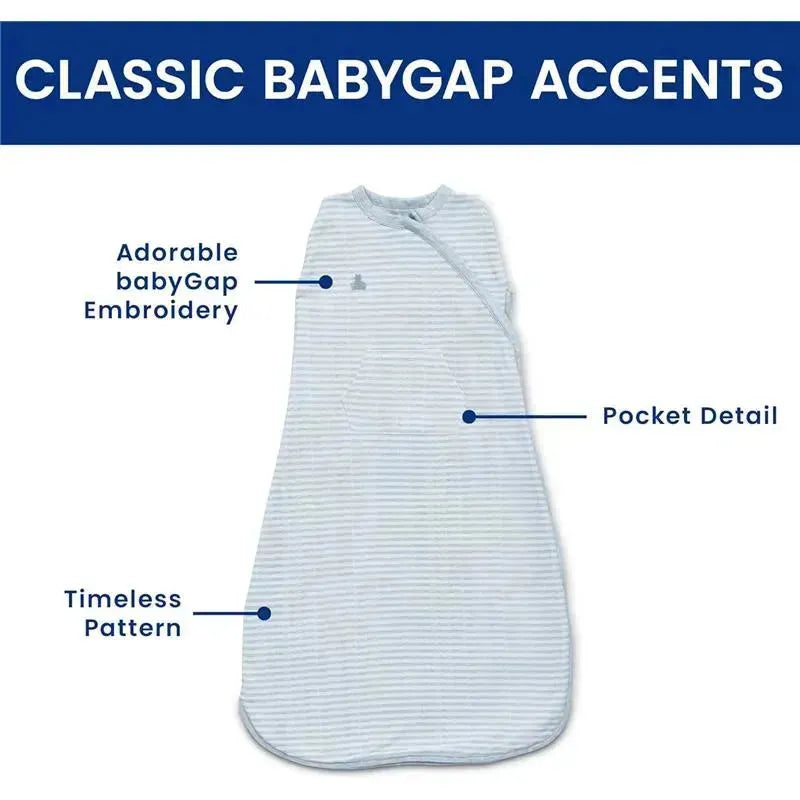 Delta Children - Gap babyGap TrueSleep Sleep Sack, 6-12 Months, Bluish Grey Stripe Image 2