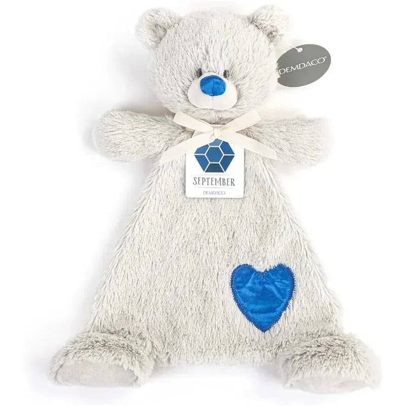 DEMDACO - Birthstone Color Sapphire and Grey, Stuffed Animal Blankie Bear September Image 4
