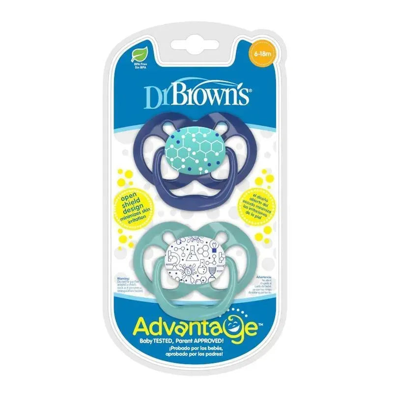 Dr. Brown - 2Pk Advantage Pacifiers, Stage 2, Blue Chemistry Image 3