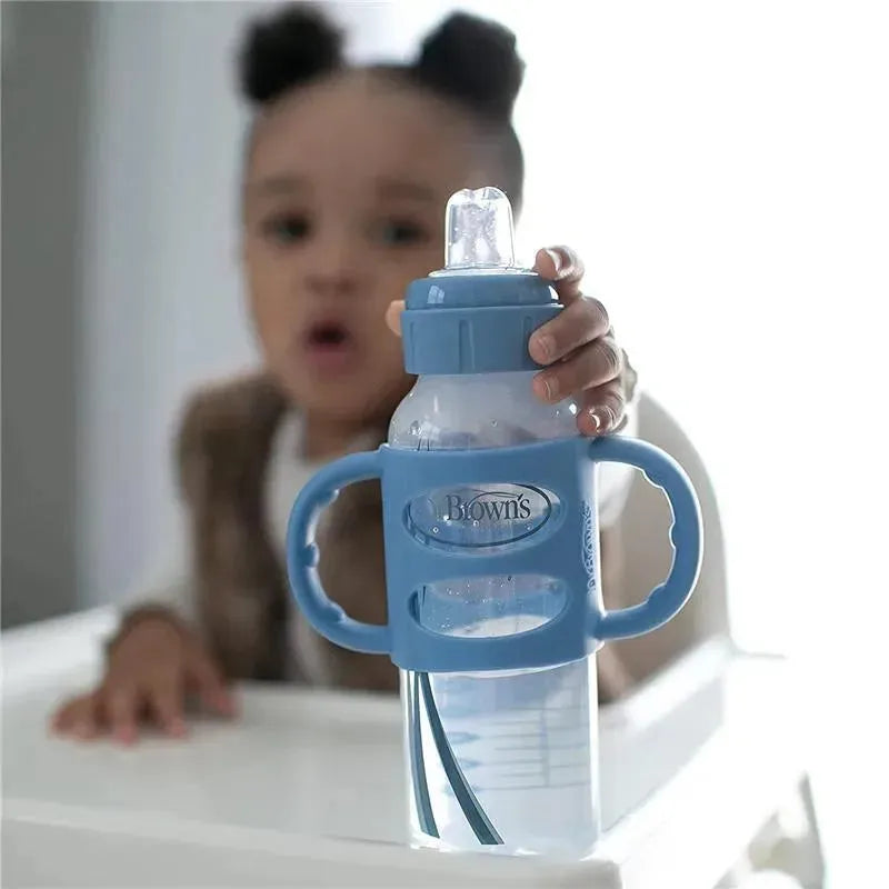 Dr. Brown's - Milestones Narrow Sippy Bottle with Silicone Handles, Light Blue Image 7