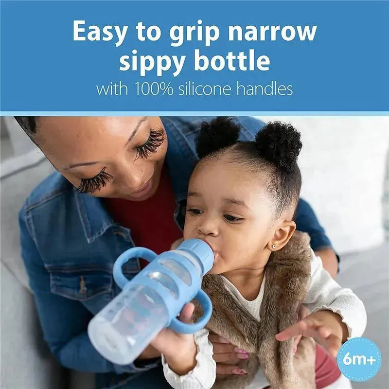Dr. Brown's - Milestones Narrow Sippy Bottle with Silicone Handles, Light Blue Image 2