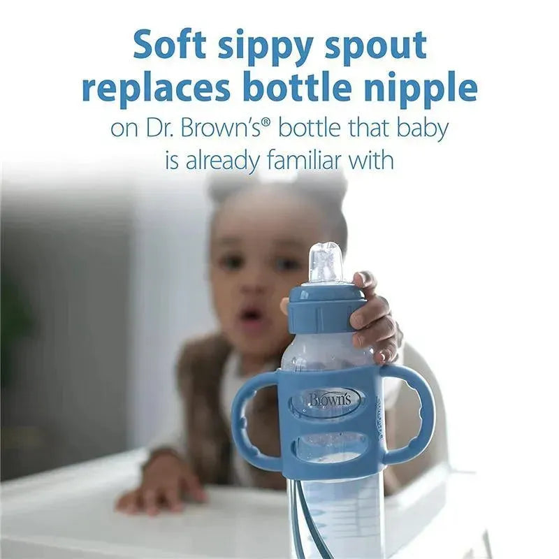 Dr. Brown's - Milestones Narrow Sippy Bottle with Silicone Handles, Light Blue Image 3