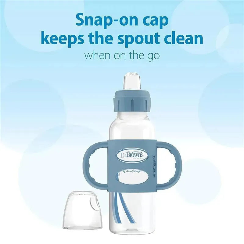 Dr. Brown's - Milestones Narrow Sippy Bottle with Silicone Handles, Light Blue Image 4