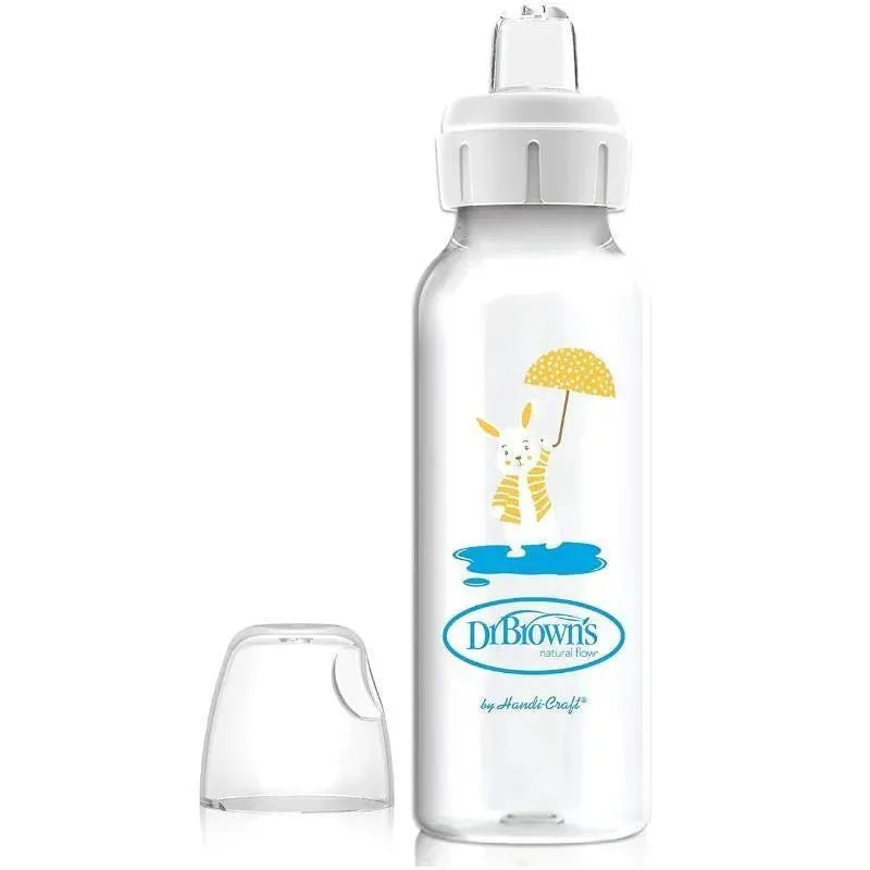 Dr. Brown - 8 Oz Narrow Sippy Spout Bottle, Bunny Image 1