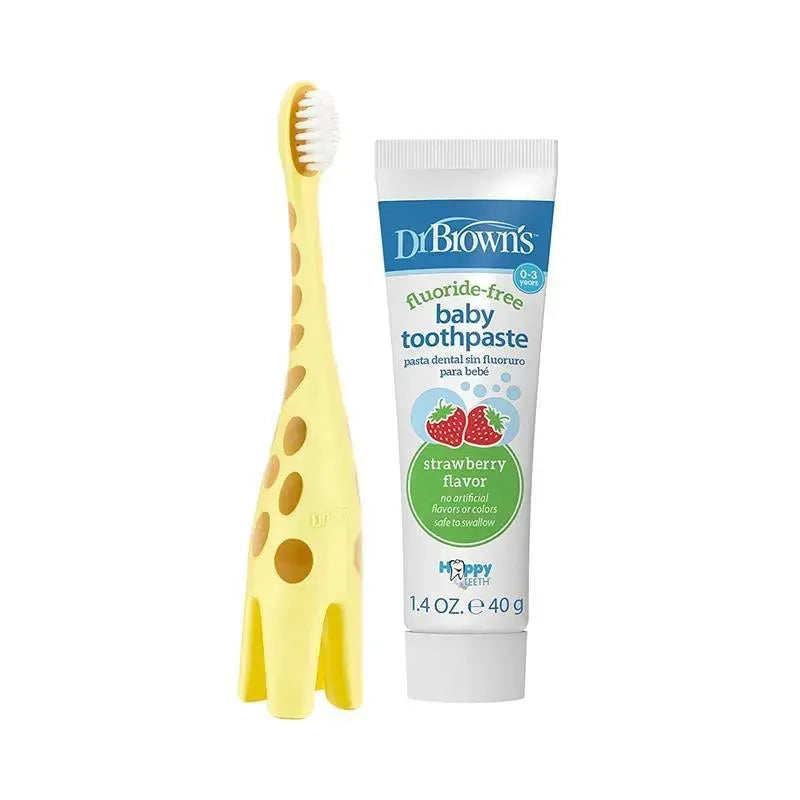 Dr. Brown - Training Toothbrush Set with Strawberry Fluoride-Free Toothpaste Image 5