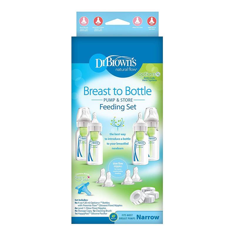 Dr. Brown's 4 Oz/120 Ml Pp Options+ Narrow Breast To Bottle Slow Flow Set, Blue Image 7