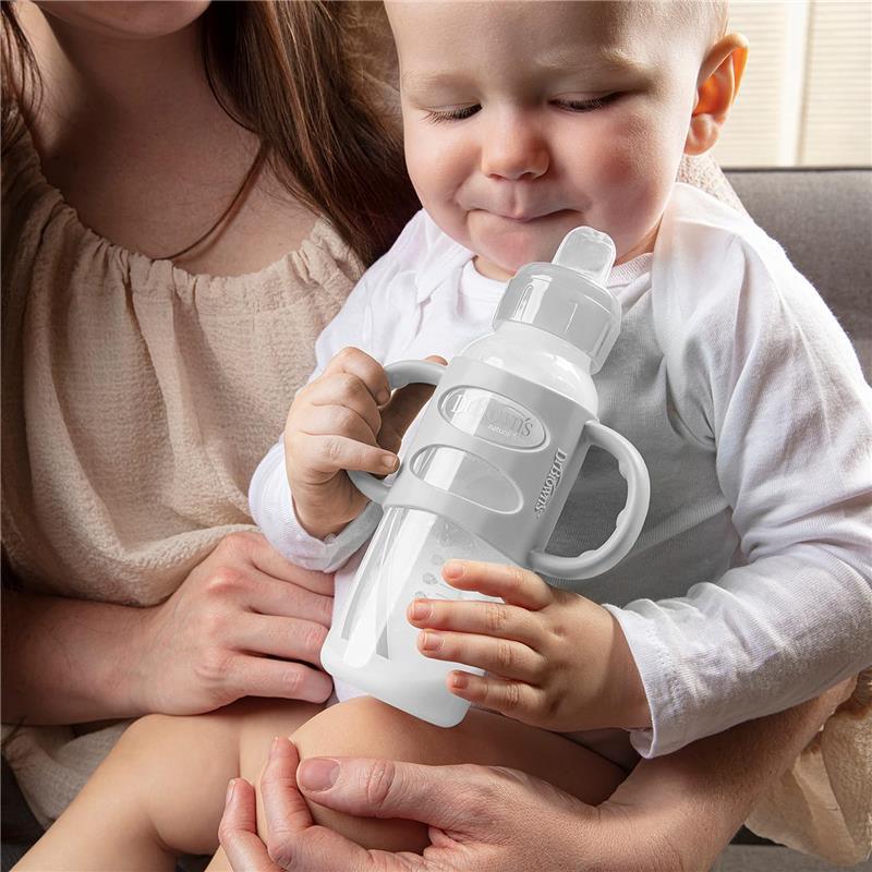 Dr. Brown's - 8 Oz/ 250 Ml Narrow Sippy Spout Bottle W/ Silicone Handles, Gray, 1-Pack Image 5