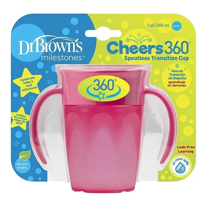 Dr. Brown's Cheers 360 Spoutless Training Cup, Pink Image 5