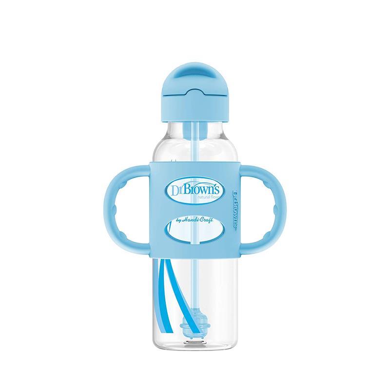 Dr. Brown's - Narrow Sippy Straw Bottles W/ Silicone Handles, Blue Image 1