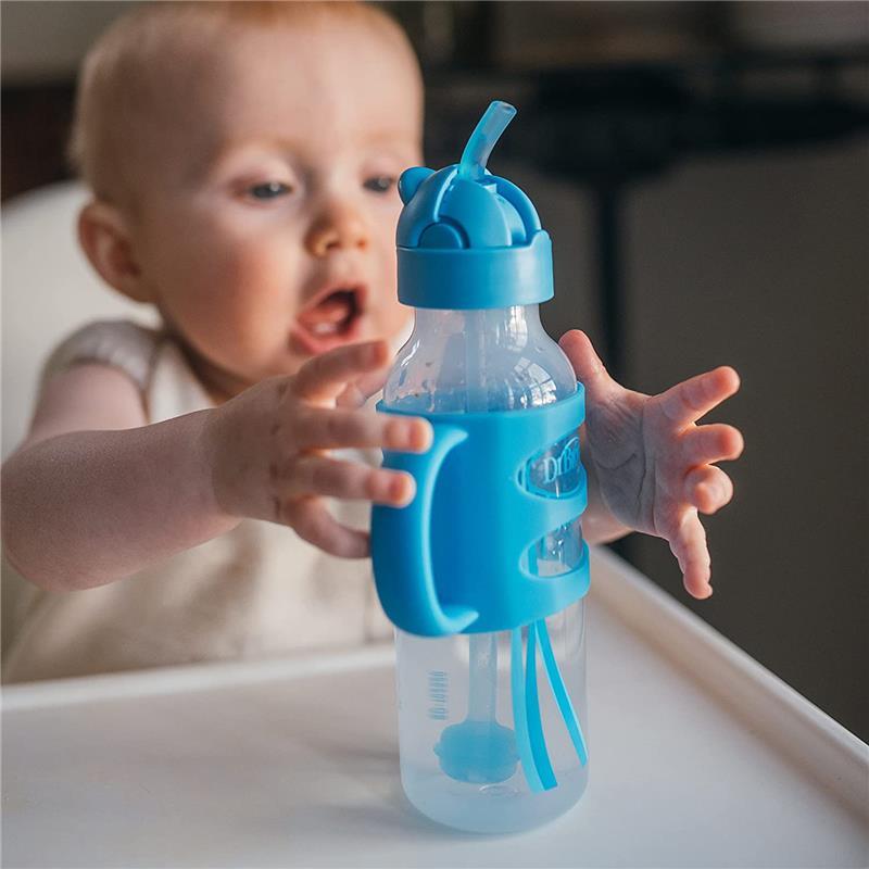 Dr. Brown's - Narrow Sippy Straw Bottles W/ Silicone Handles, Blue Image 3