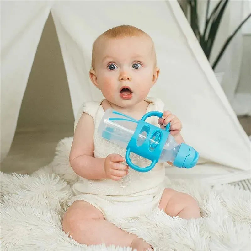 Dr. Brown's - Narrow Sippy Straw Bottles W/ Silicone Handles, Blue Image 4