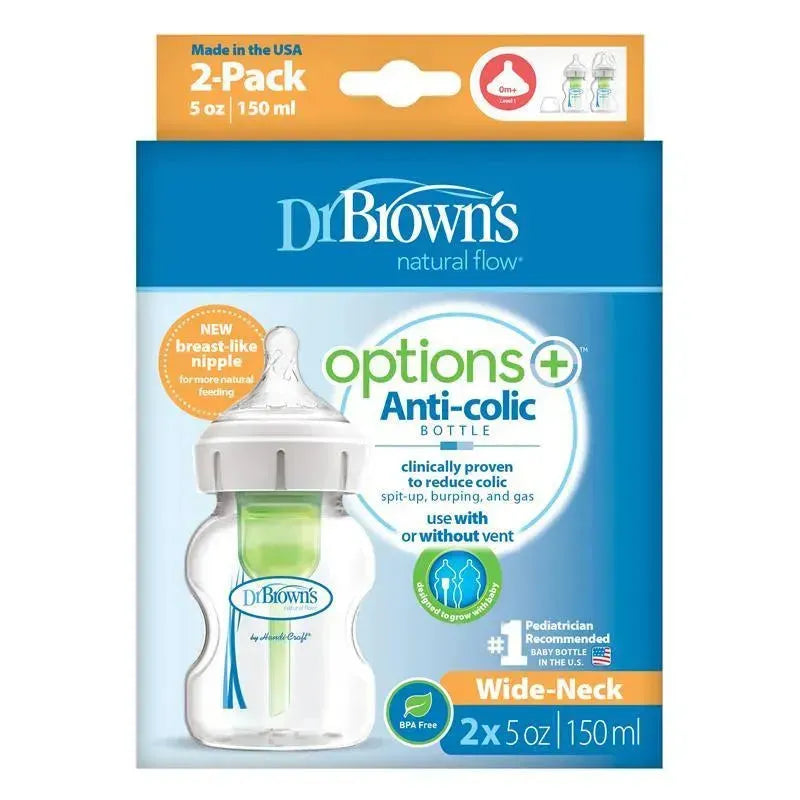 Dr. Brown's - Options+ Wide-Neck Baby Bottle, 5Oz, 2Pk Image 2