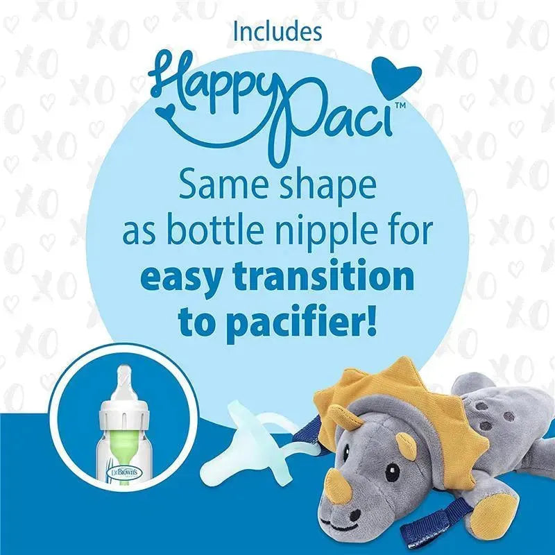 Dr. Brown's - Teddy The Triceratops Lovey With Aqua Happypaci Silicone One-Piece Pacifier Image 9