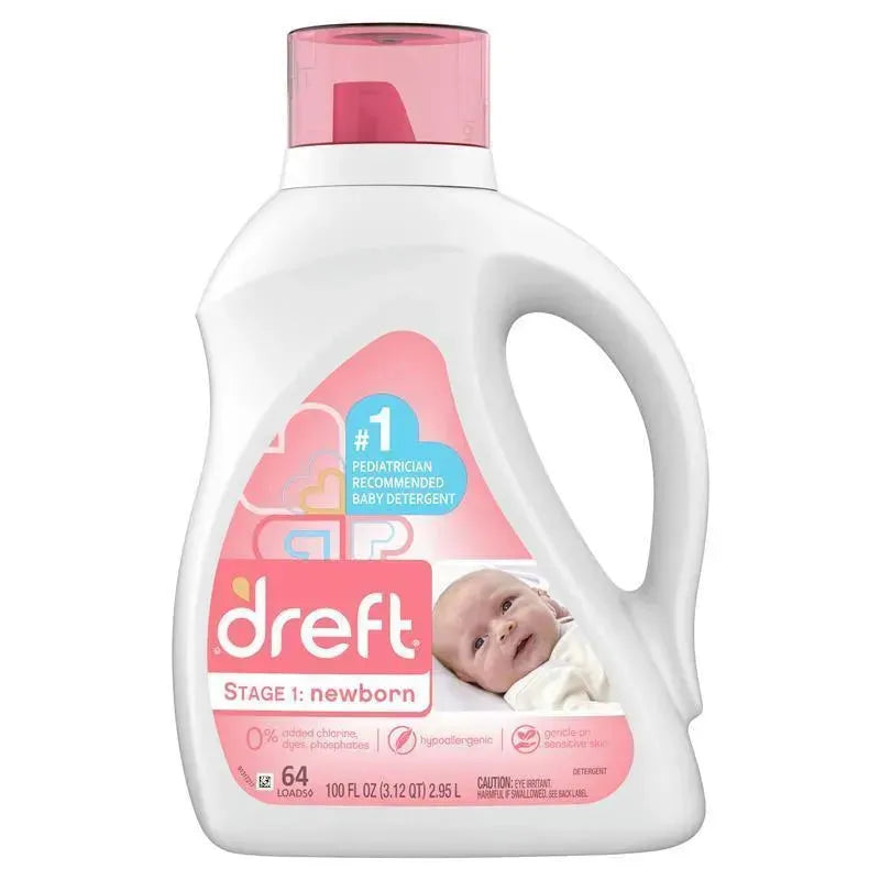 Dreft Newborn Baby Liquid Laundry Detergent - 64 Loads - 100 Fl Oz Image 1