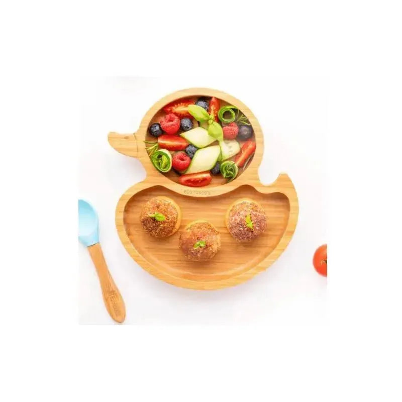 Eco Rascals Bamboo Suction Plate With Two Sections Duck, Blue Image 3