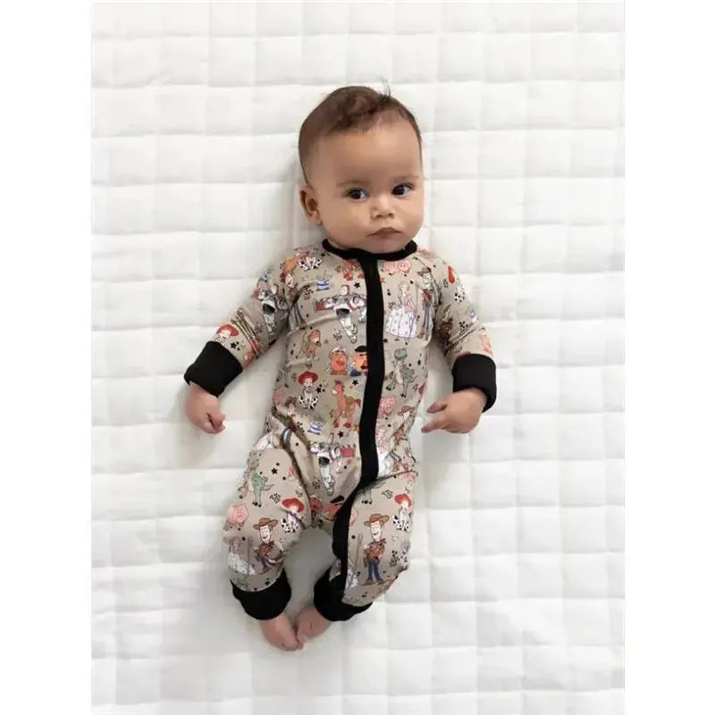Ellie Sue - Baby Round Up Gang Bamboo Zipper Romper Image 3