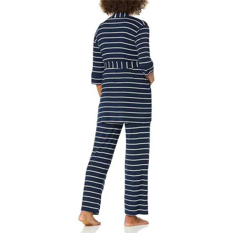 Everly Grey - Maternity and Nursing PJ Pant Set for Mom and Baby, Navy Stripe, Medium Image 3