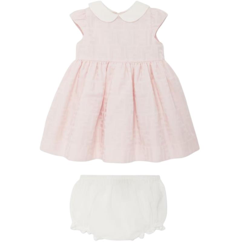 Fendi Baby - Cotton Jacquard Baby Dress, Pink Image 1