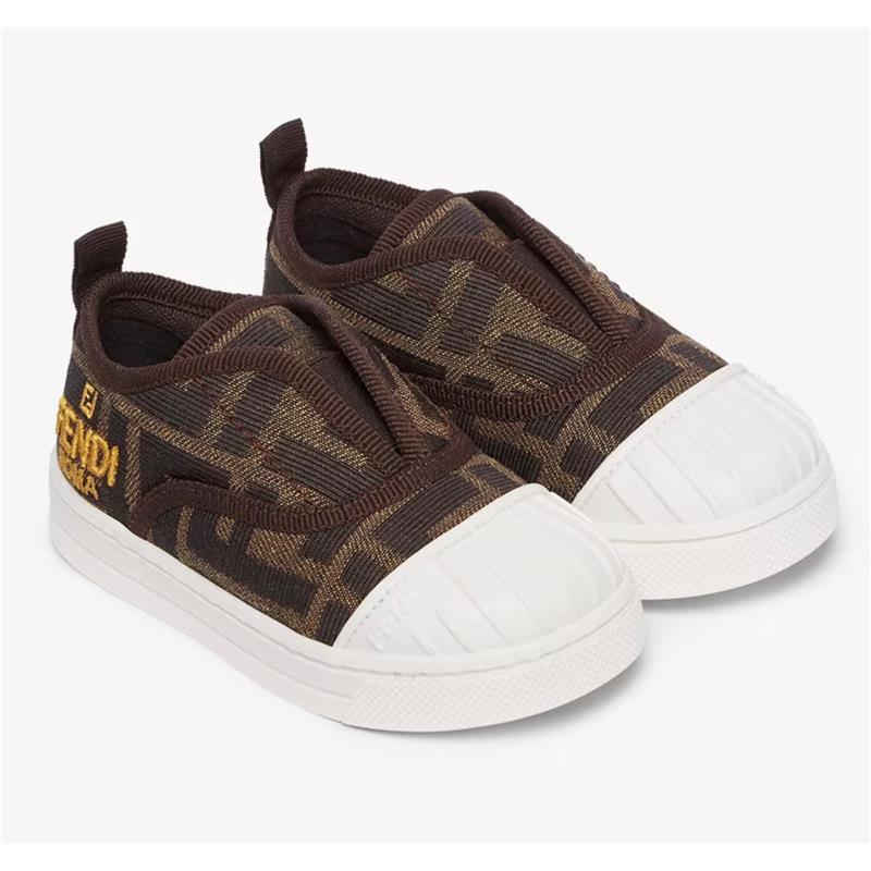 Fendi Baby - Tobacco Jacquard Junior Sneakers for First Steps Image 3